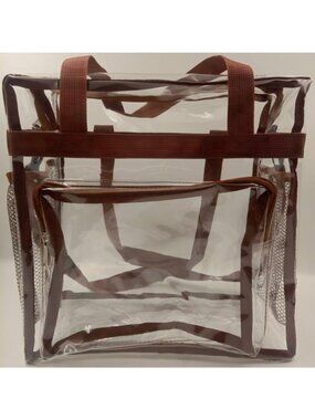 Brown Strap Waterproof Transparent PVC Shoulder Bags Clear Crossbody Bag